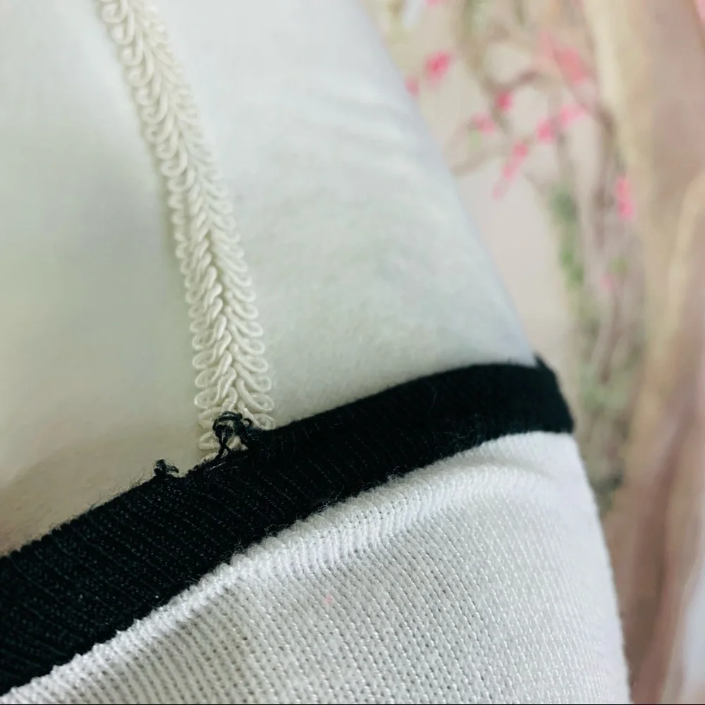 Michael Kors Black White Color block Zipper Sweater